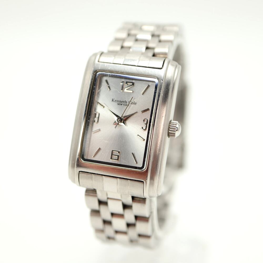 Kenneth Cole 21mm Silver Tone Tank Womens Watch Stainless Steel w New Battery